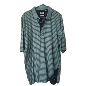 Callaway Sport Golf Turquoise Navy Striped Short Sleeve Polo, Men's XL